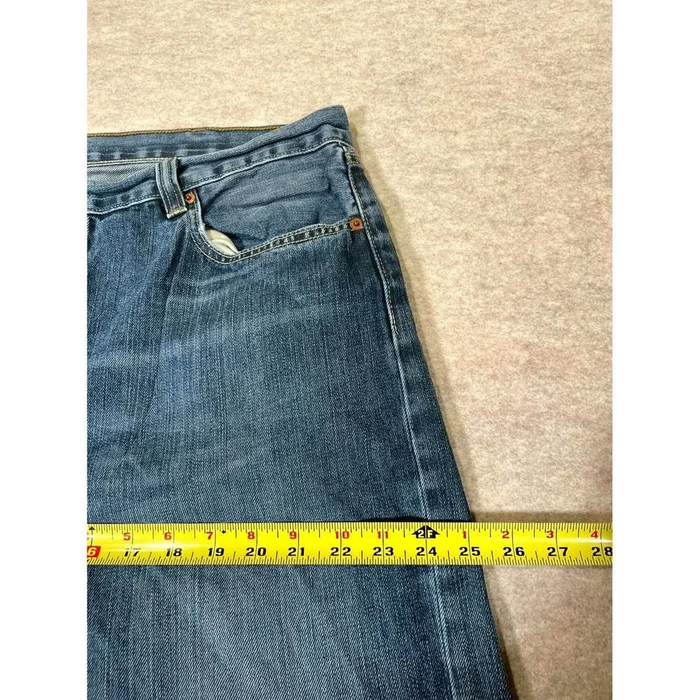 Levis 501 Straight Leg Jeans Mens‎ 40x34 Blue Whiskering Denim Button Fly Cotton